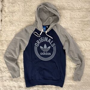 Adidas Men's Navy and Light Gray Hoodie